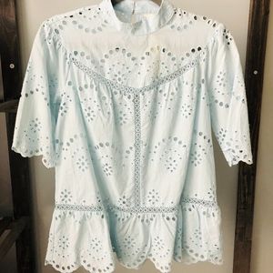 Adiva Baby Blue Eyelet Blouse
